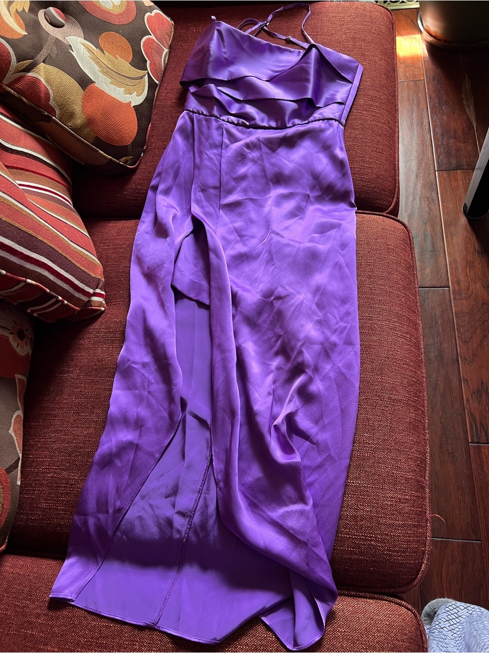 Purple Silk Michelle Mason Spaghetti Strap Maxi Dress